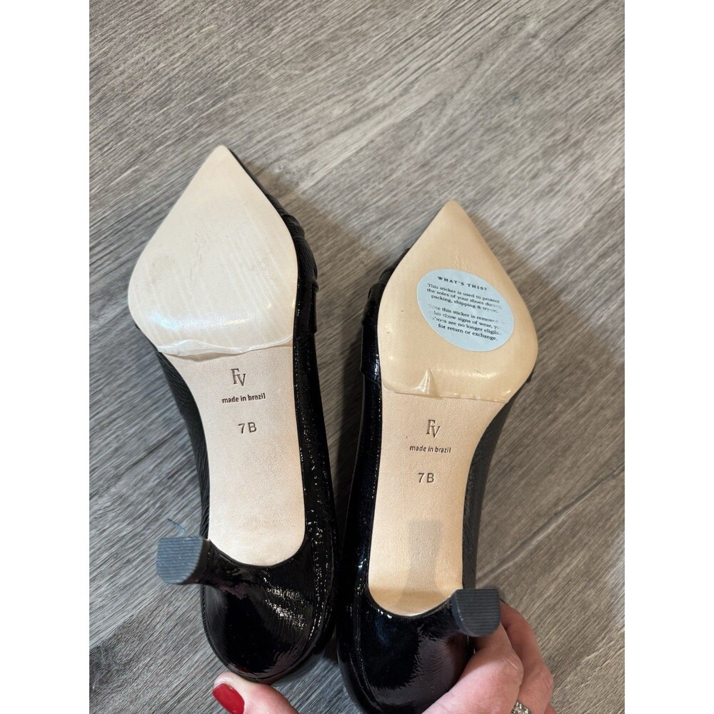 Luxury Black Leather Frances Valentine NY Knot Kitten Heel Pointed Toe 7.5‎ NWOB - Picture 12 of 14